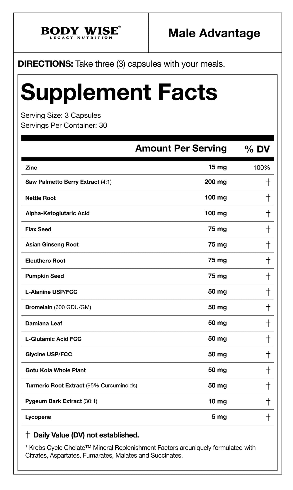 Male Advantage supplement bottle by Body Wise