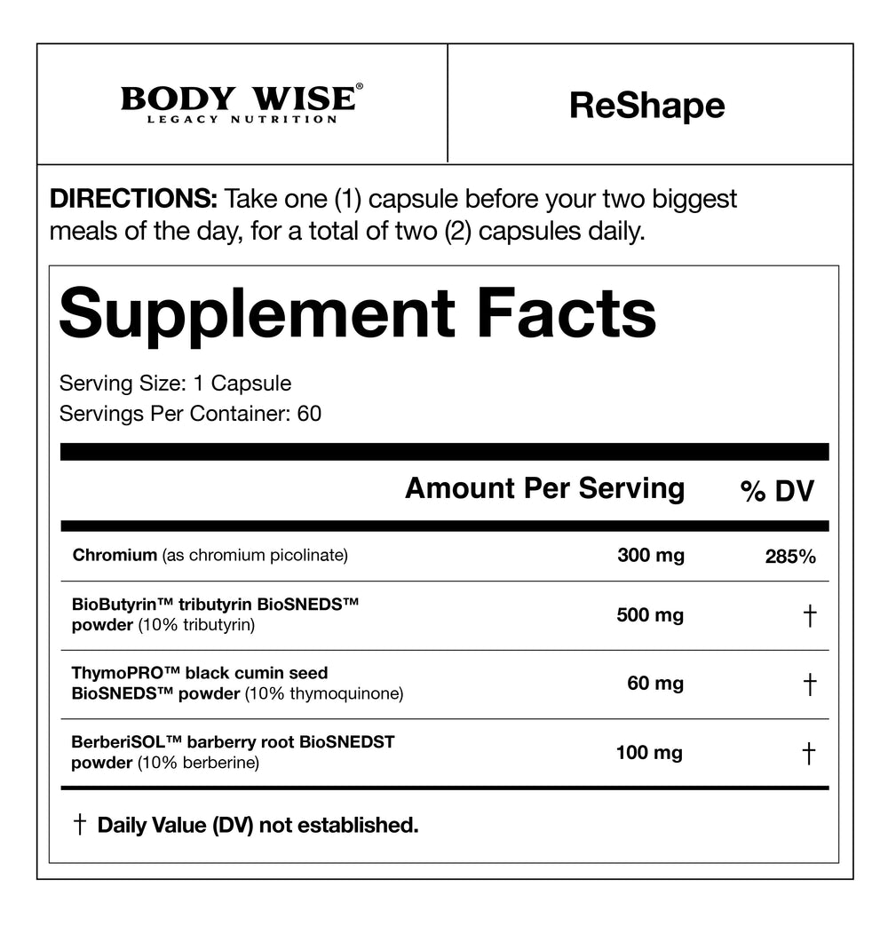 ReShape supplement bottle by Body Wise