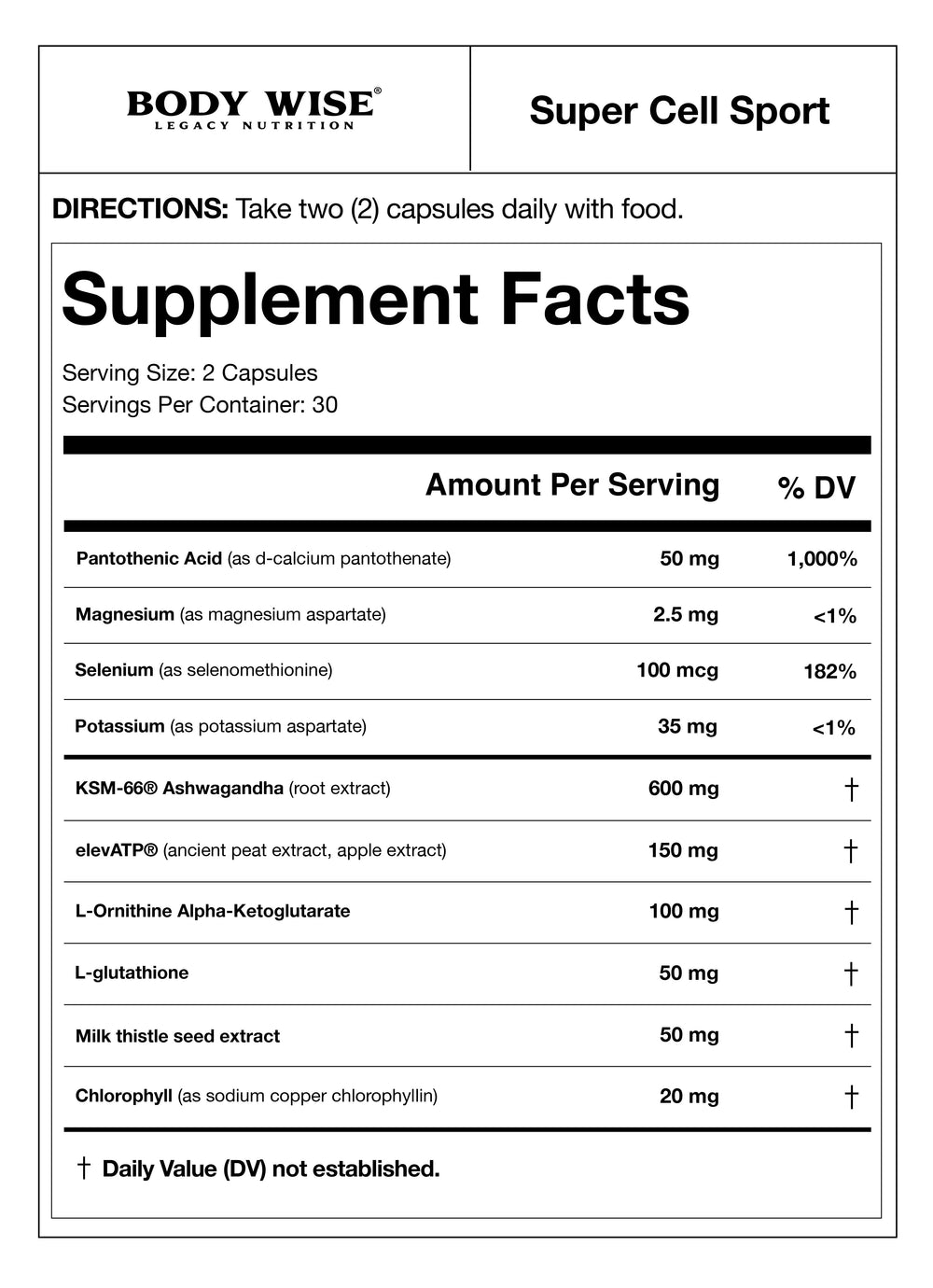 Super Cell Sport supplement bottle by Body Wise