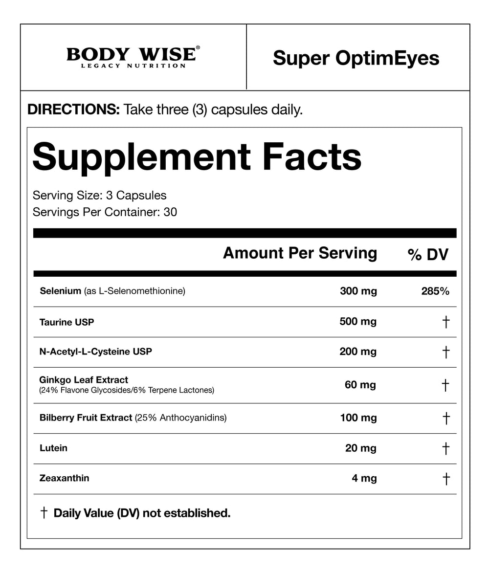 Super OptimEyes supplement bottle by Body Wise