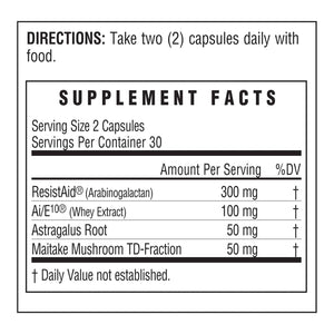 AG Immune supplement facts label